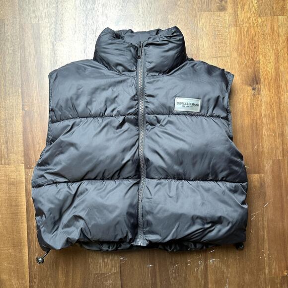 Supply & Demand Puffer Vest Womens Small Black Sleeveless Quilted Zip Outdoor - Picture 1 of 11
